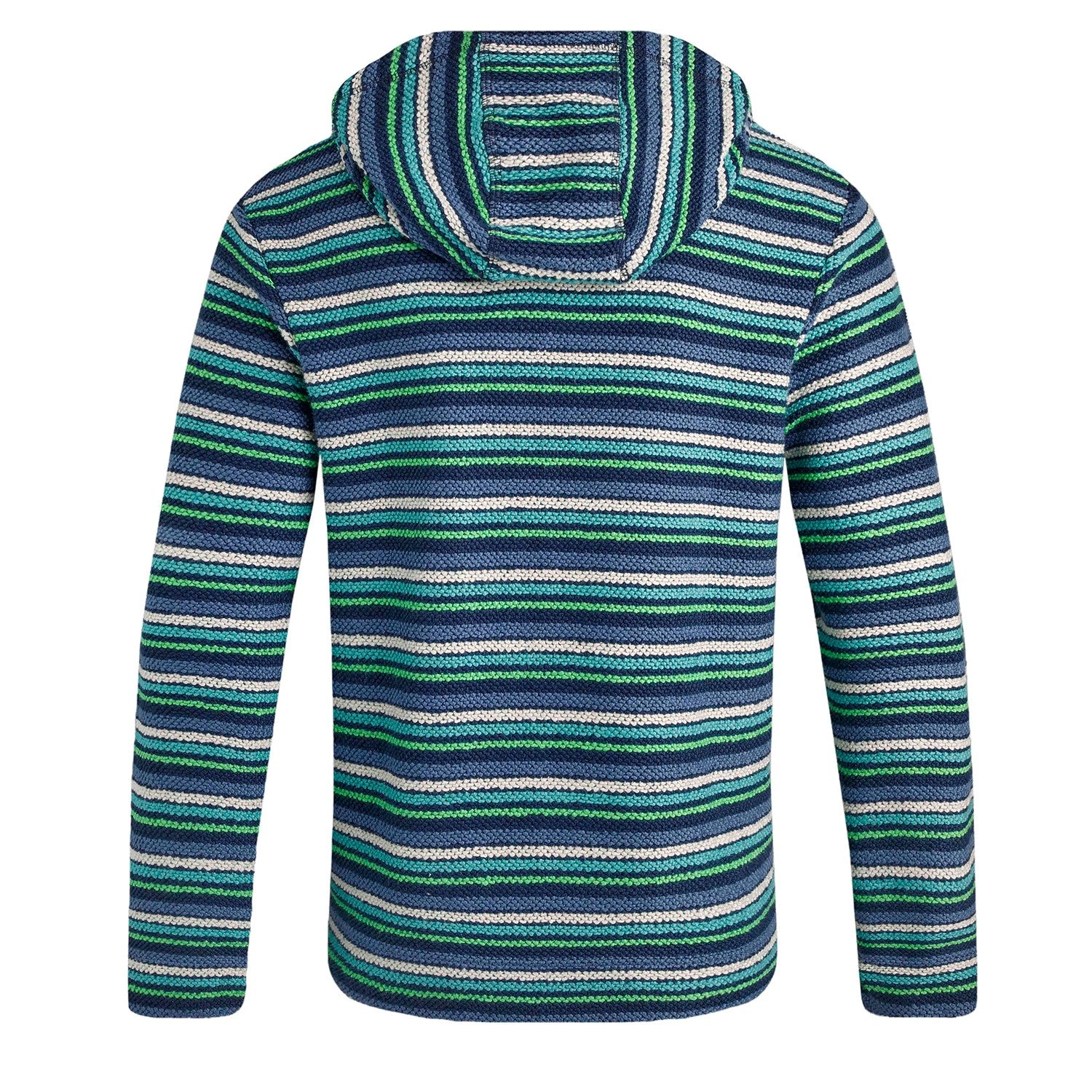 Ensign Blue - Back - Weird Fish Mens Payson Striped Macaroni Button Neck Hoodie