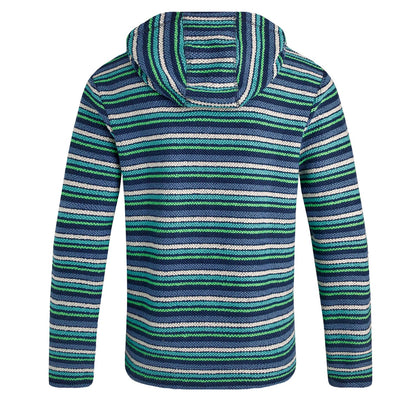 Ensign Blue - Back - Weird Fish Mens Payson Striped Macaroni Button Neck Hoodie