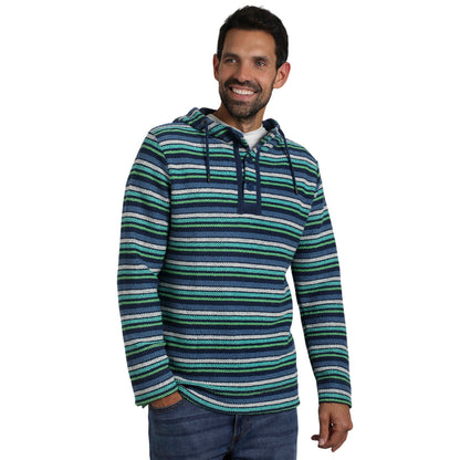 Ensign Blue - Pack Shot - Weird Fish Mens Payson Striped Macaroni Button Neck Hoodie