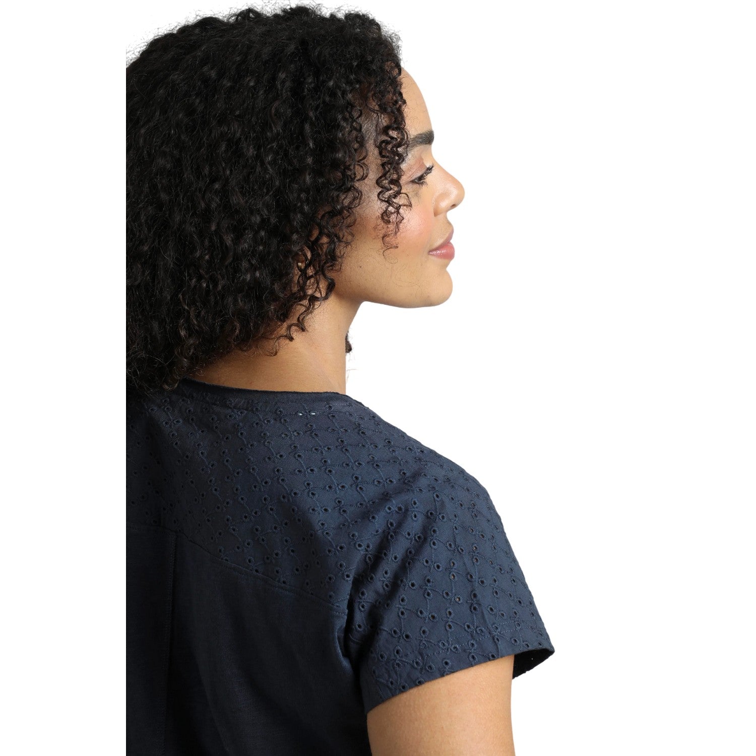 Navy - Side - Weird Fish Womens-Ladies Pernille Cut Out T-Shirt