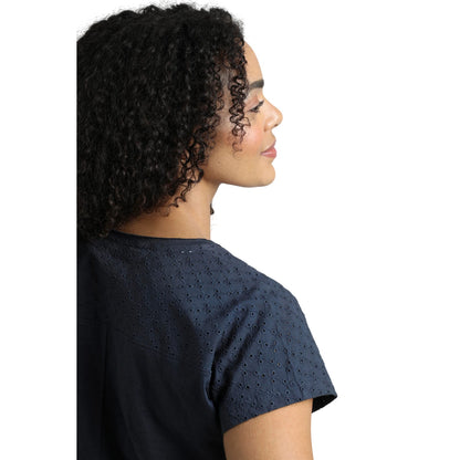 Navy - Side - Weird Fish Womens-Ladies Pernille Cut Out T-Shirt
