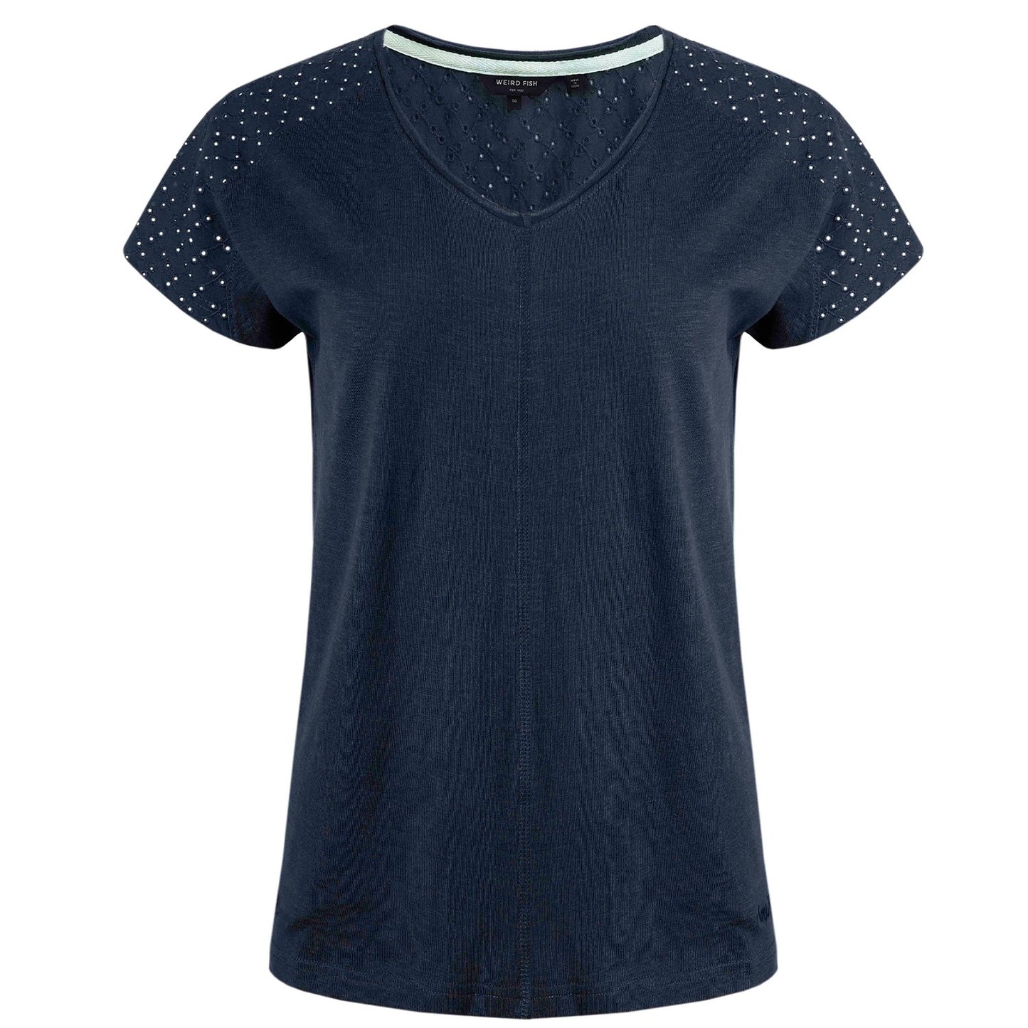 Navy - Front - Weird Fish Womens-Ladies Pernille Cut Out T-Shirt