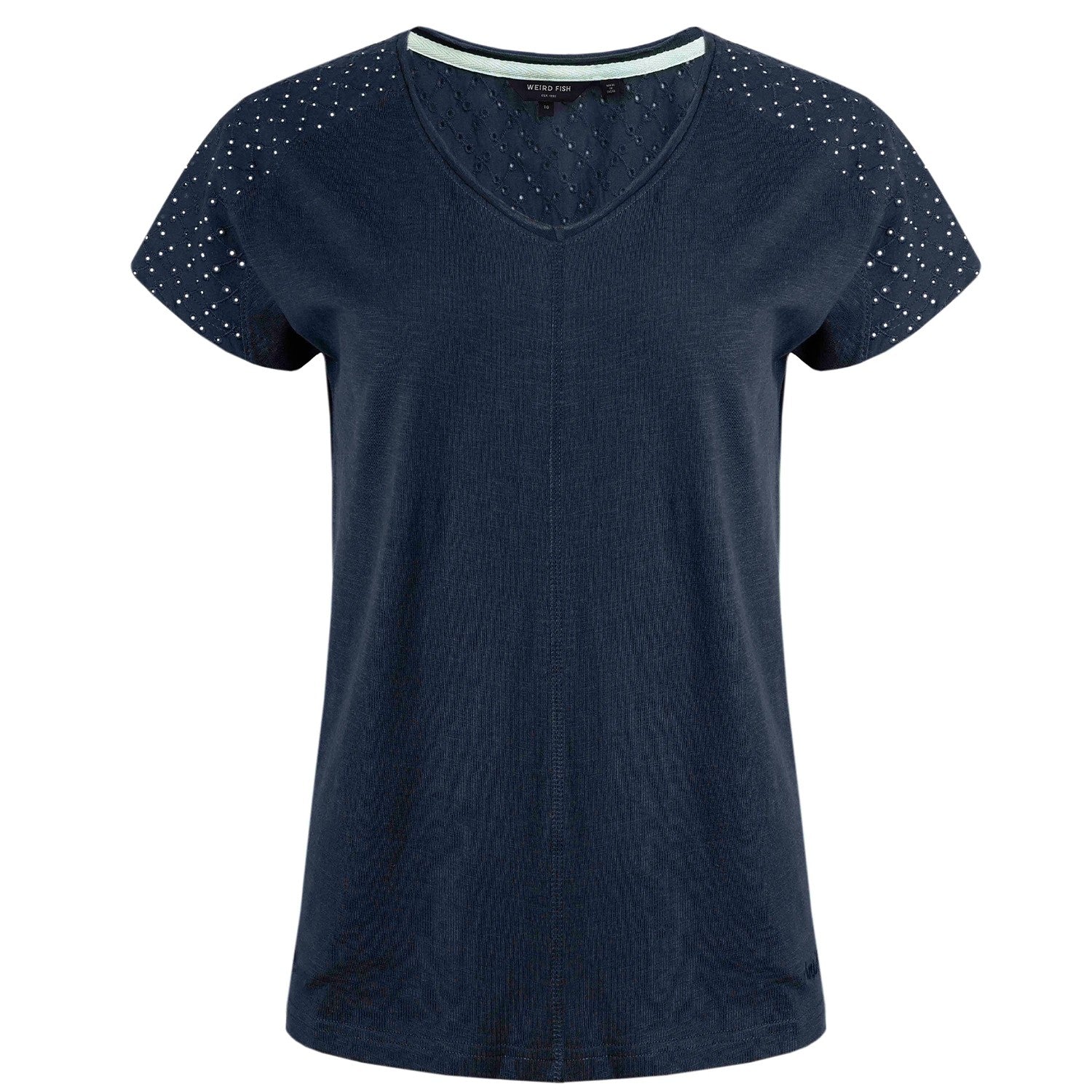 Navy - Front - Weird Fish Womens-Ladies Pernille Cut Out T-Shirt