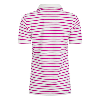 Dark Raspberry - Back - Weird Fish Womens-Ladies Janely Striped Pique Polo Shirt