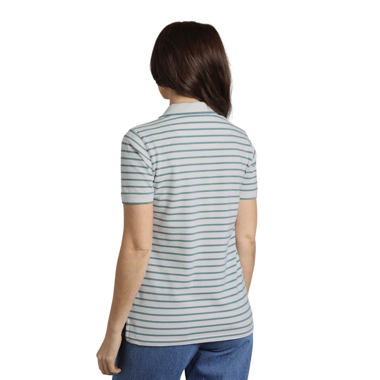 Mineral Blue - Lifestyle - Weird Fish Womens-Ladies Janely Striped Pique Polo Shirt