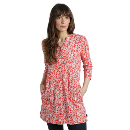 Tango Red - Side - Weird Fish Womens-Ladies Ava Printed Slub Tunic