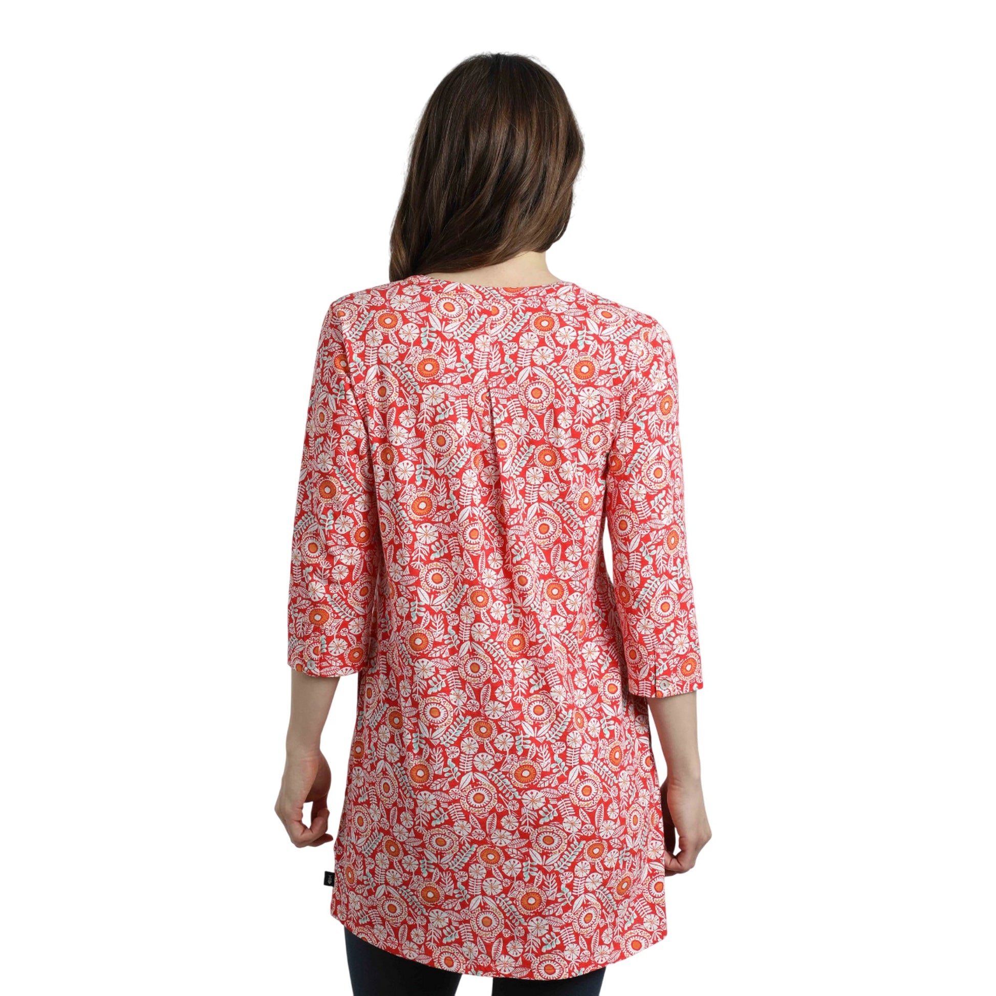 Tango Red - Lifestyle - Weird Fish Womens-Ladies Ava Printed Slub Tunic