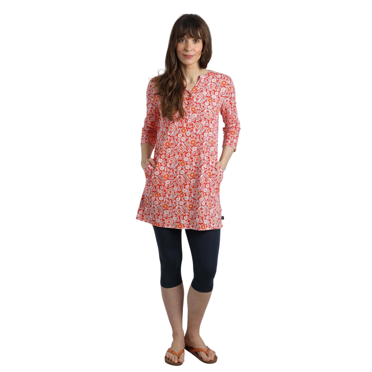 Tango Red - Pack Shot - Weird Fish Womens-Ladies Ava Printed Slub Tunic