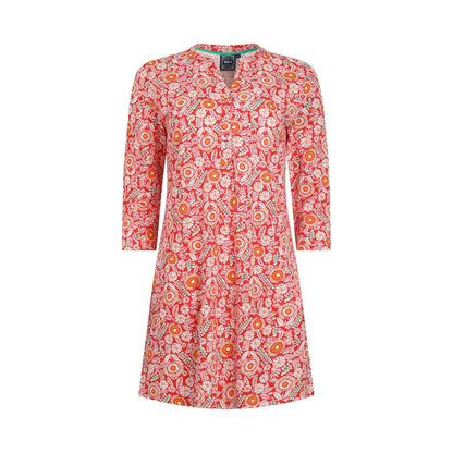 Tango Red - Front - Weird Fish Womens-Ladies Ava Printed Slub Tunic