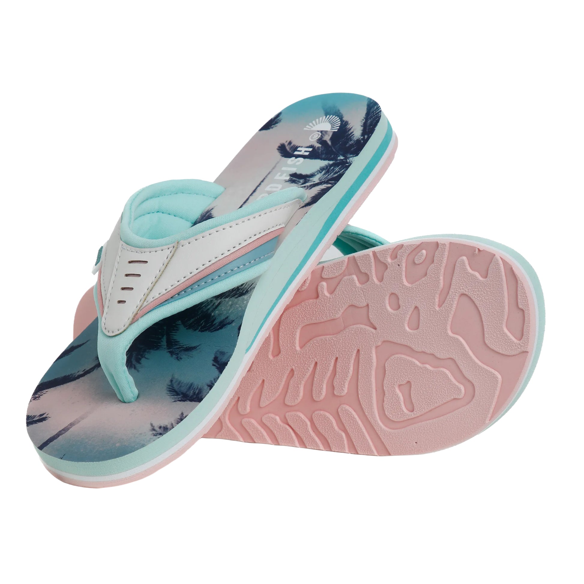 Aqua Marine - Lifestyle - Weird Fish Womens-Ladies Thurleston Palm Tree Flip Flops