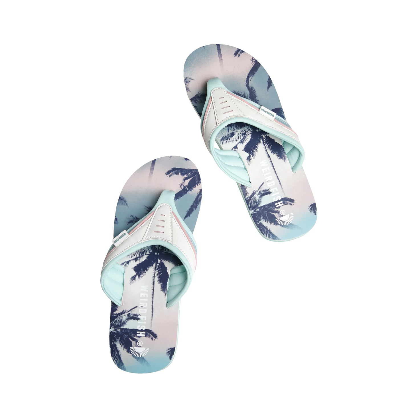 Aqua Marine - Side - Weird Fish Womens-Ladies Thurleston Palm Tree Flip Flops
