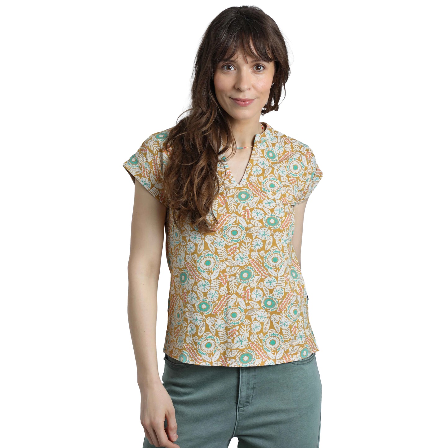 Navy - Front - Weird Fish Womens-Ladies Alia Printed Jersey Top