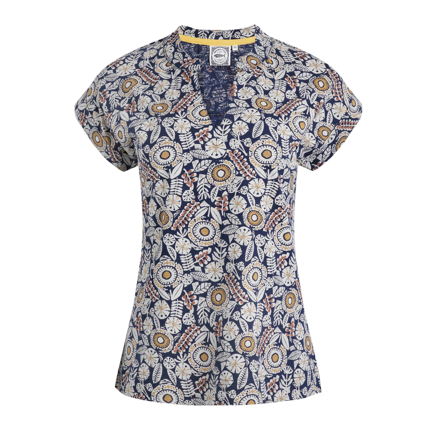 Navy - Back - Weird Fish Womens-Ladies Alia Printed Jersey Top