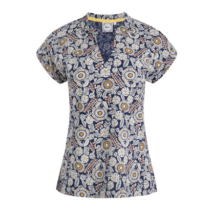Navy - Back - Weird Fish Womens-Ladies Alia Printed Jersey Top