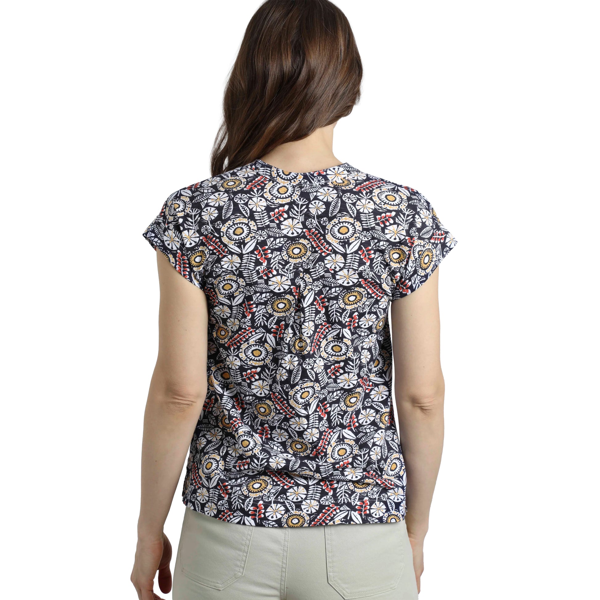Navy - Lifestyle - Weird Fish Womens-Ladies Alia Printed Jersey Top