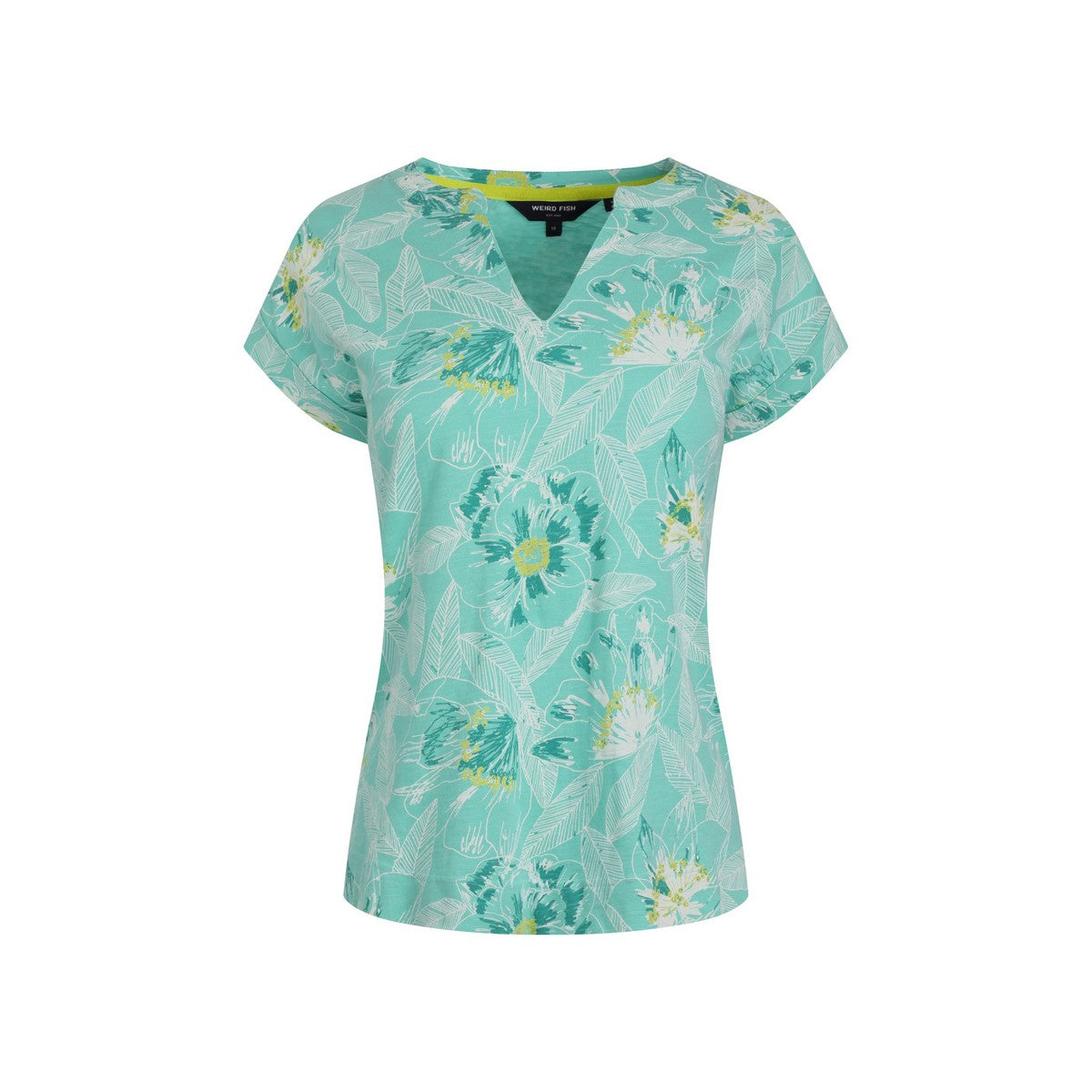 Aqua - Front - Weird Fish Womens-Ladies Alia Printed Jersey Top