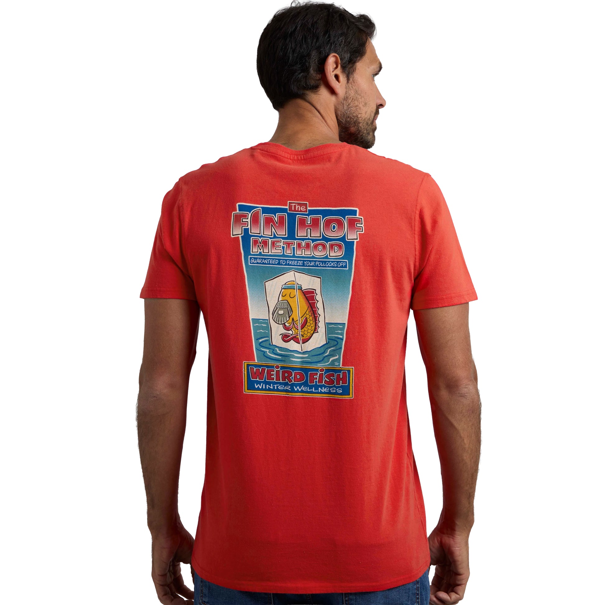 Retro Red - Side - Weird Fish Mens Fin Hof Back Print T-Shirt