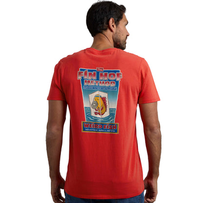 Retro Red - Side - Weird Fish Mens Fin Hof Back Print T-Shirt