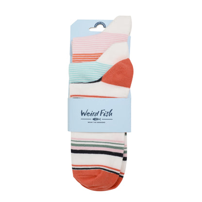 Peach Blossom - Lifestyle - Weird Fish Womens-Ladies Loretta Trainer Socks (Pack of 3)