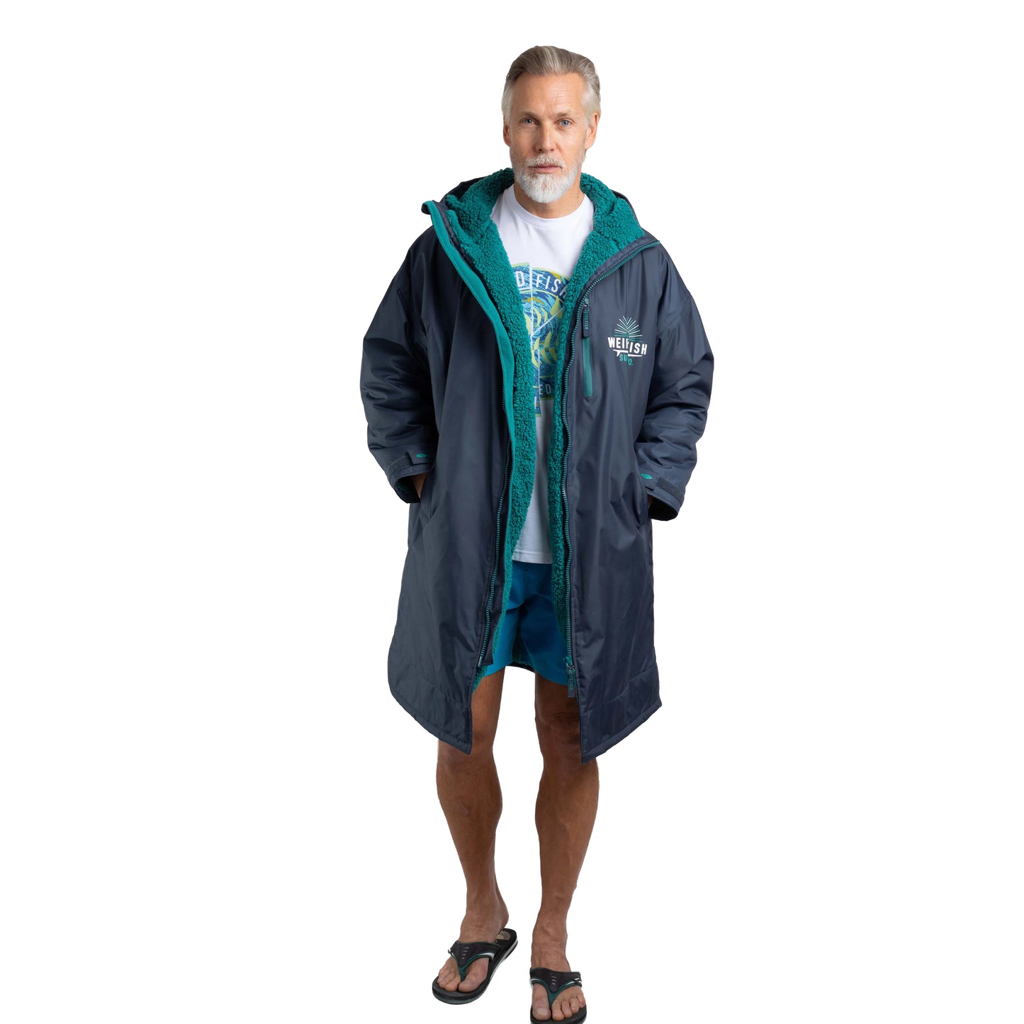 Blue Surf - Pack Shot - Weird Fish Unisex Adult Atlantic Waterproof Changing Robe