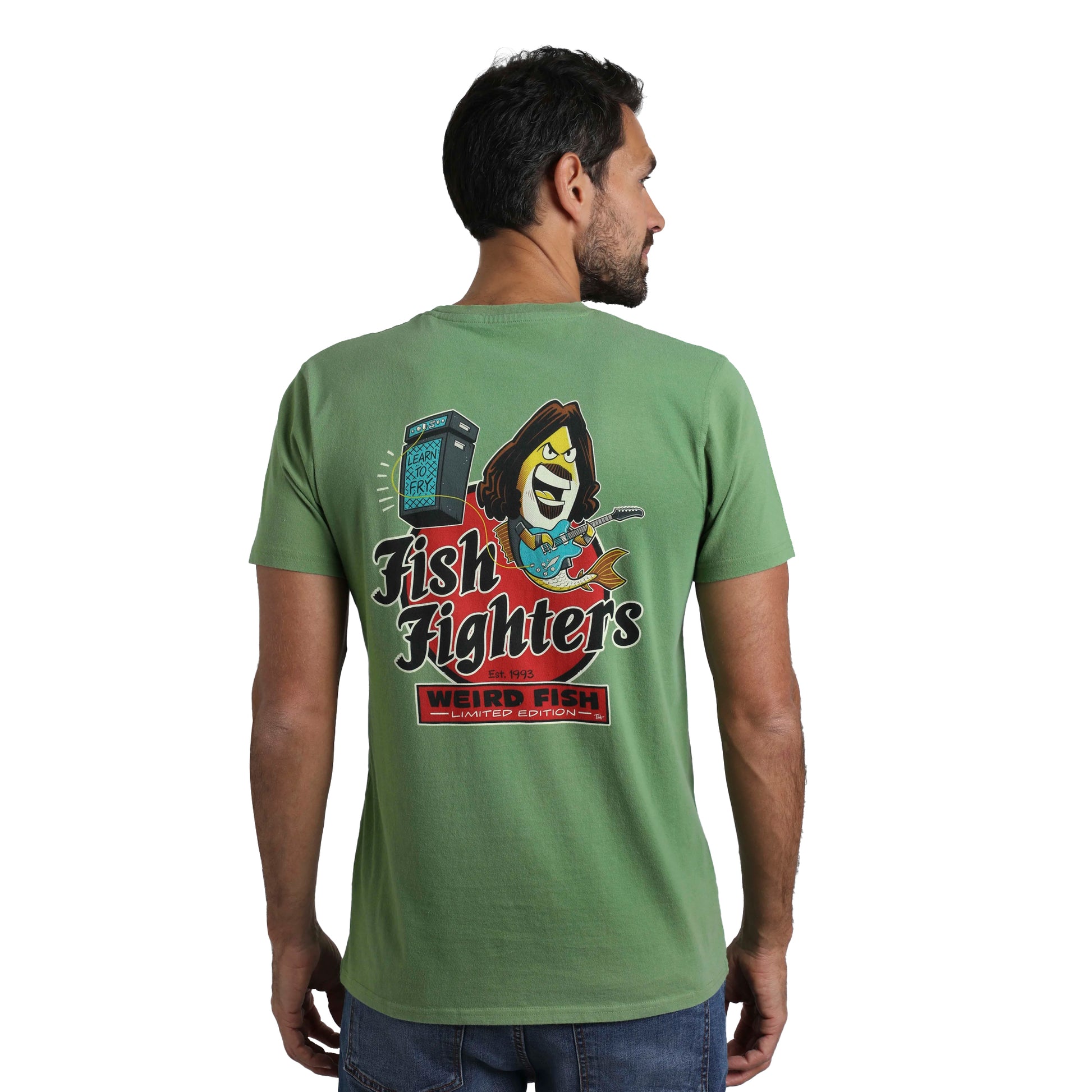 Artichoke Green - Lifestyle - Weird Fish Mens Fish Fighters Back Print T-Shirt
