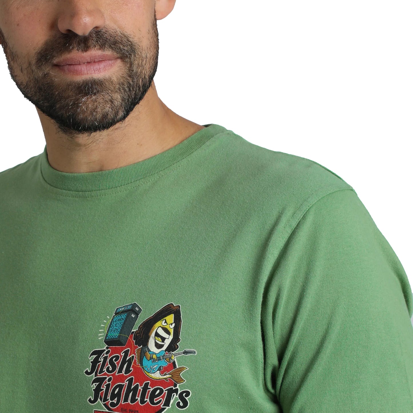 Artichoke Green - Pack Shot - Weird Fish Mens Fish Fighters Back Print T-Shirt