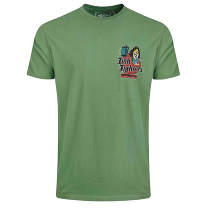 Artichoke Green - Front - Weird Fish Mens Fish Fighters Back Print T-Shirt