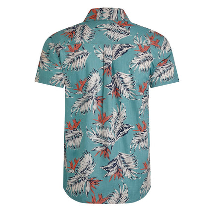 Mineral Blue - Back - Weird Fish Mens Faraway Leaves Organic Cotton Shirt