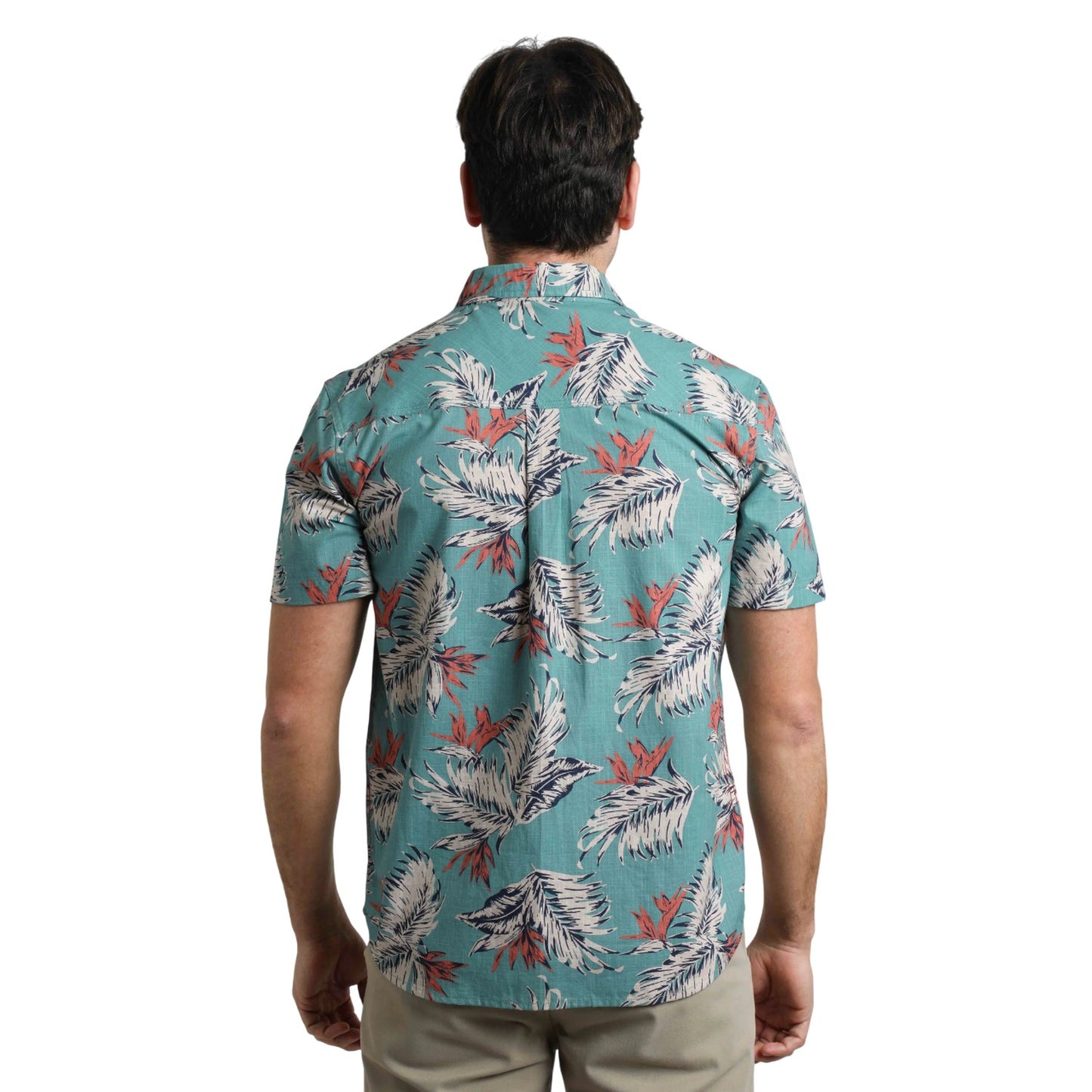 Mineral Blue - Pack Shot - Weird Fish Mens Faraway Leaves Organic Cotton Shirt