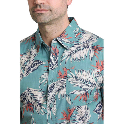 Mineral Blue - Side - Weird Fish Mens Faraway Leaves Organic Cotton Shirt