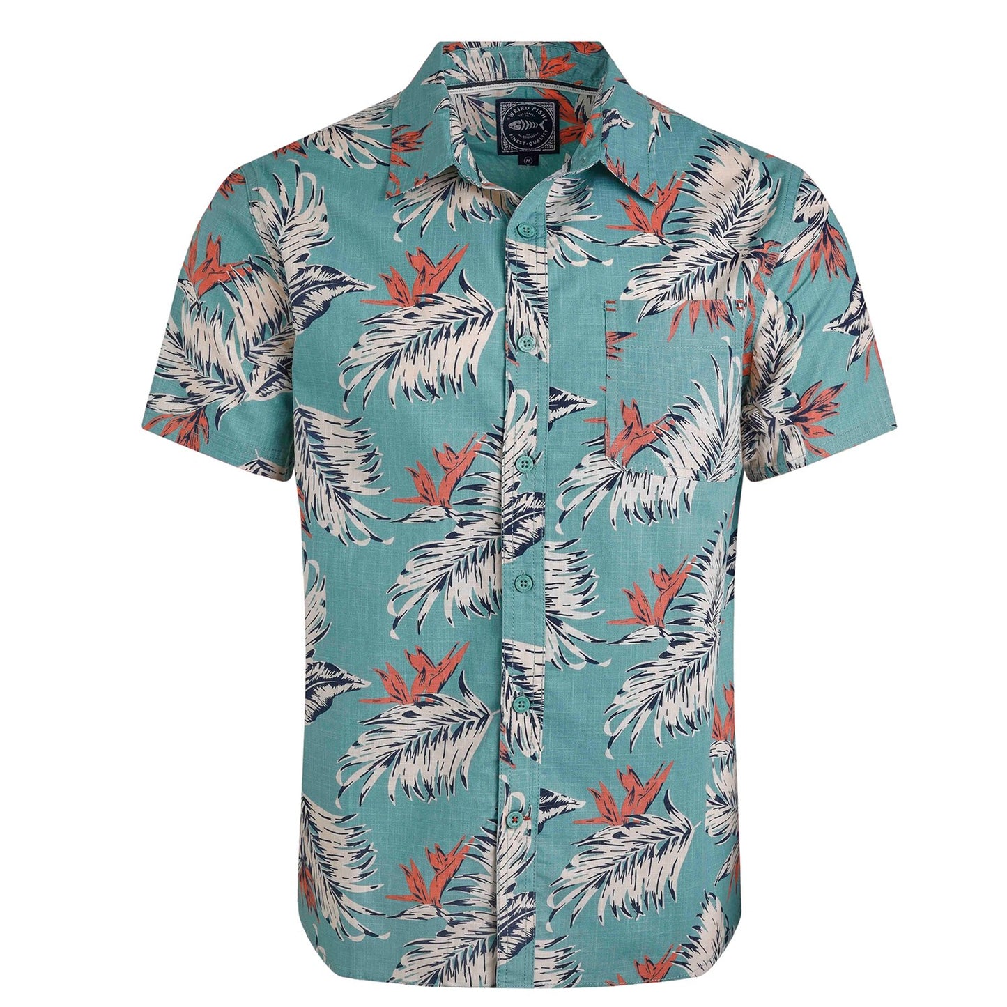 Mineral Blue - Front - Weird Fish Mens Faraway Leaves Organic Cotton Shirt