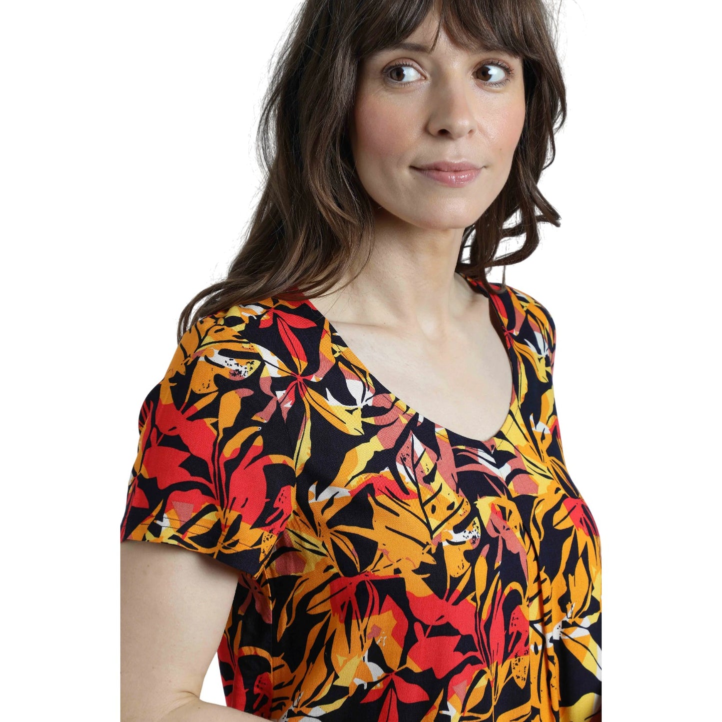 Caramel - Side - Weird Fish Womens-Ladies Nuri Printed Eco Liva Tunic