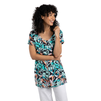 Aqua Blue - Pack Shot - Weird Fish Womens-Ladies Nuri Printed Eco Liva Tunic