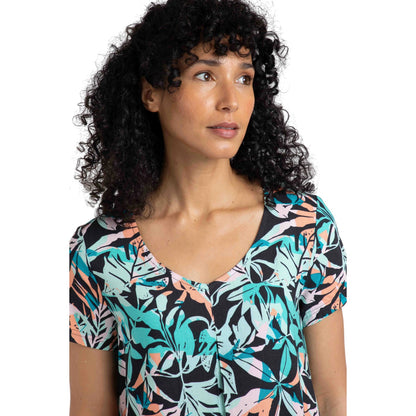 Aqua Blue - Side - Weird Fish Womens-Ladies Nuri Printed Eco Liva Tunic