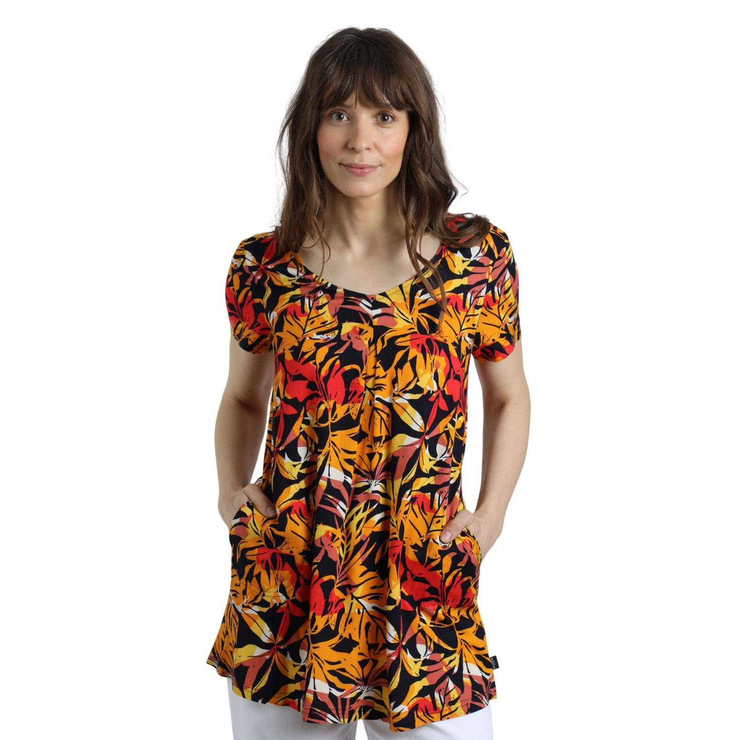 Caramel - Pack Shot - Weird Fish Womens-Ladies Nuri Printed Eco Liva Tunic