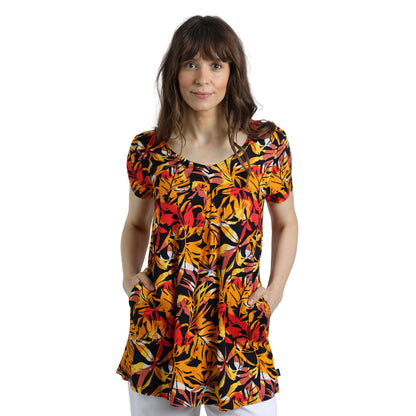 Caramel - Pack Shot - Weird Fish Womens-Ladies Nuri Printed Eco Liva Tunic