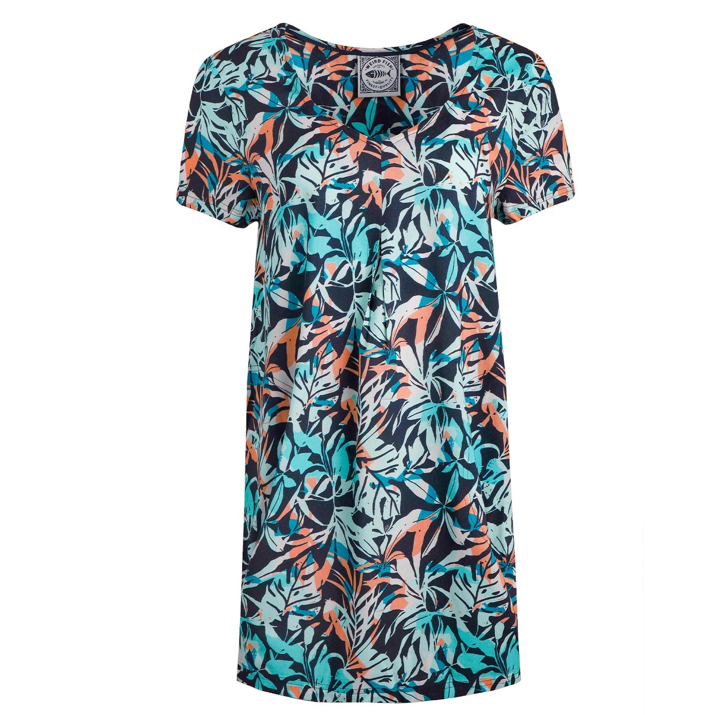 Aqua Blue - Front - Weird Fish Womens-Ladies Nuri Printed Eco Liva Tunic