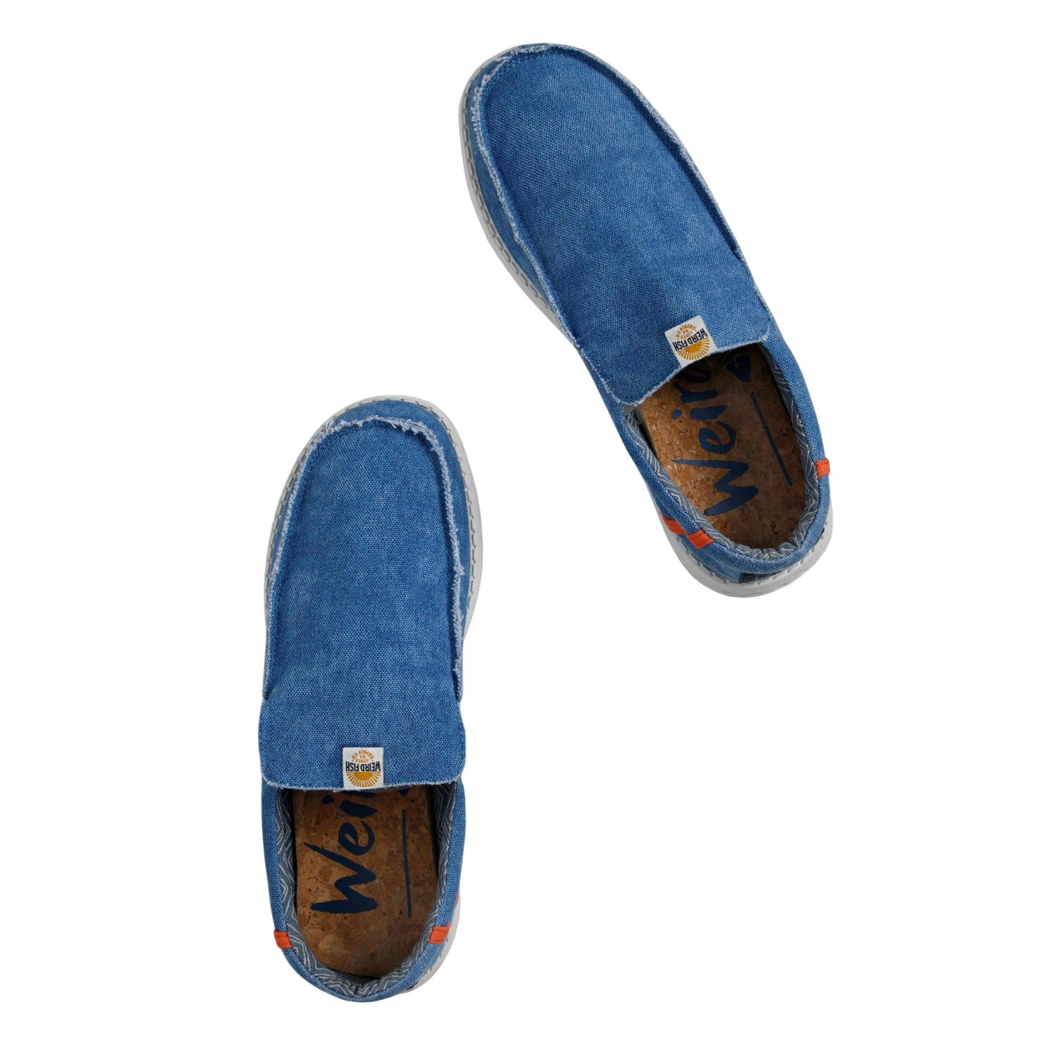 Denim - Side - Weird Fish Mens Shoal Washed Canvas Slip-on Lightweight Shoes