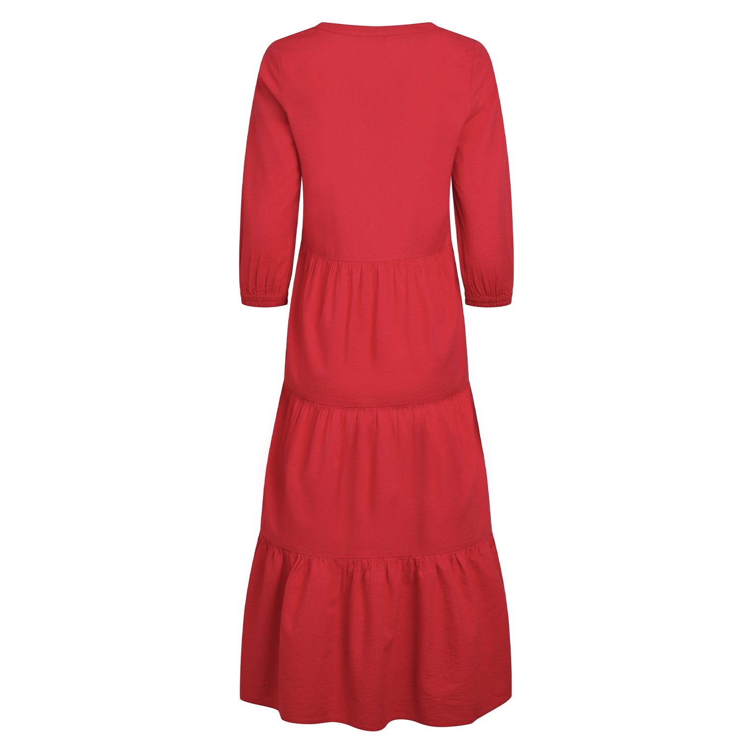 Crimson - Back - Weird Fish Womens-Ladies Margo Seersucker Tiered Midi Dress