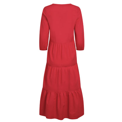 Crimson - Back - Weird Fish Womens-Ladies Margo Seersucker Tiered Midi Dress