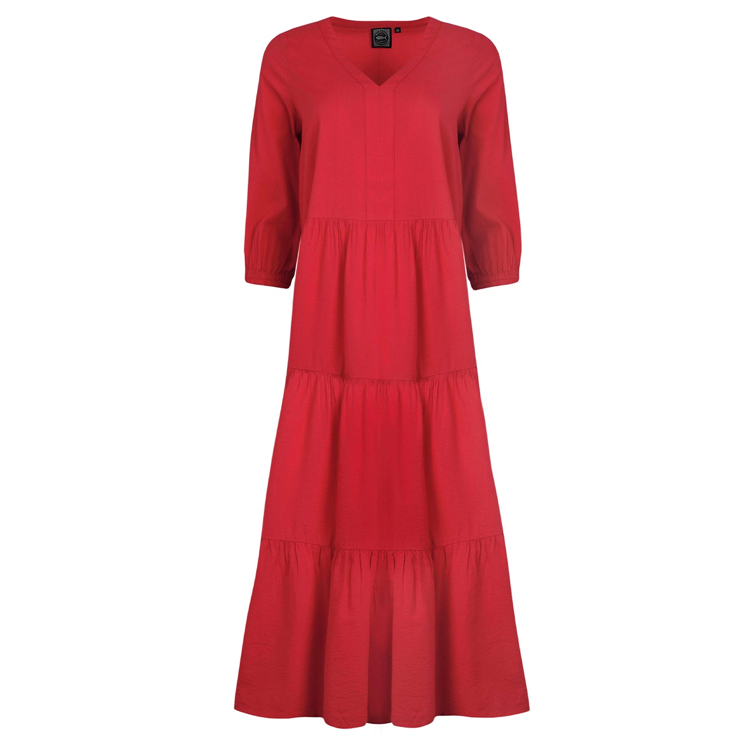Crimson - Front - Weird Fish Womens-Ladies Margo Seersucker Tiered Midi Dress