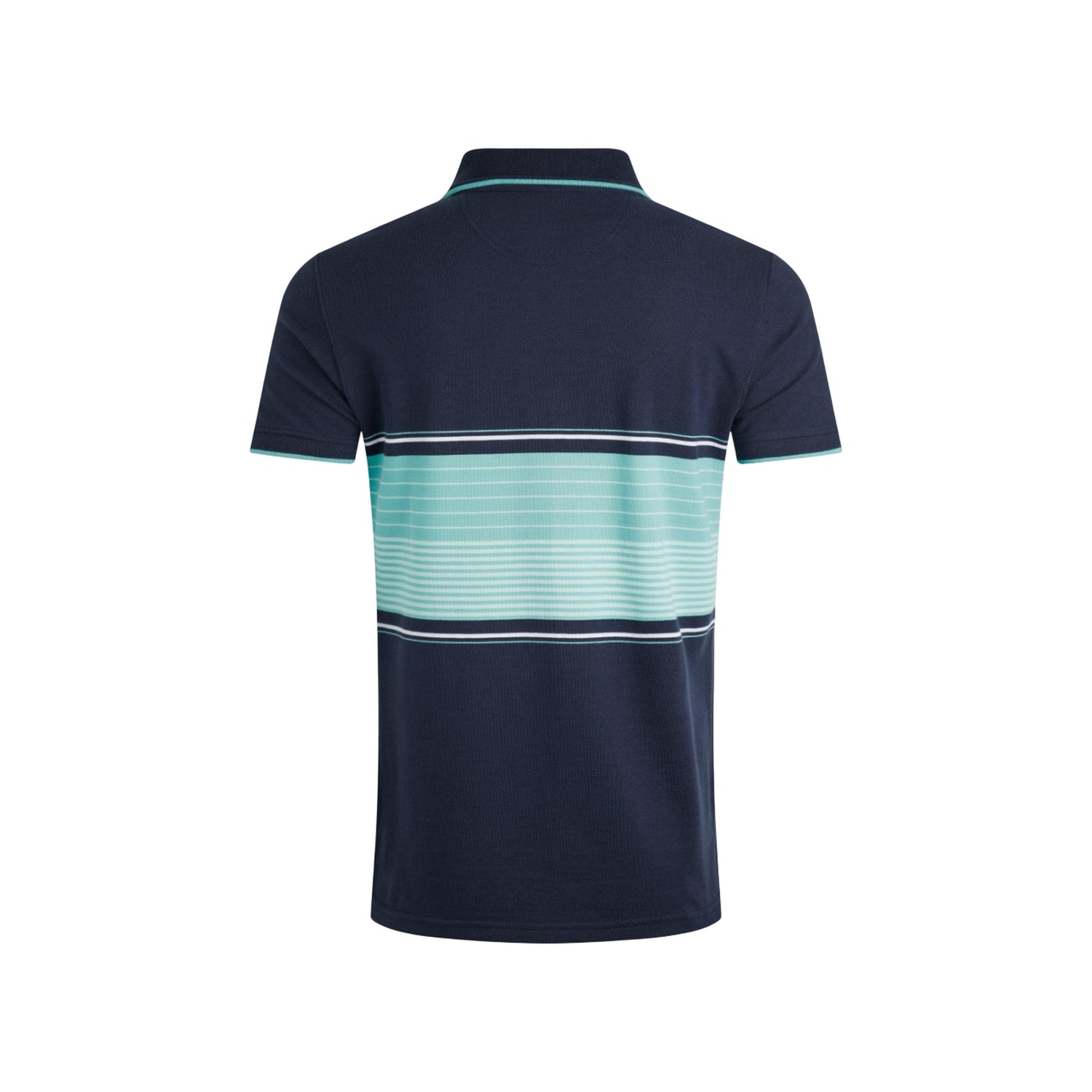 Aquamarine - Back - Weird Fish Mens Sunbury Striped Pique Organic Polo Shirt
