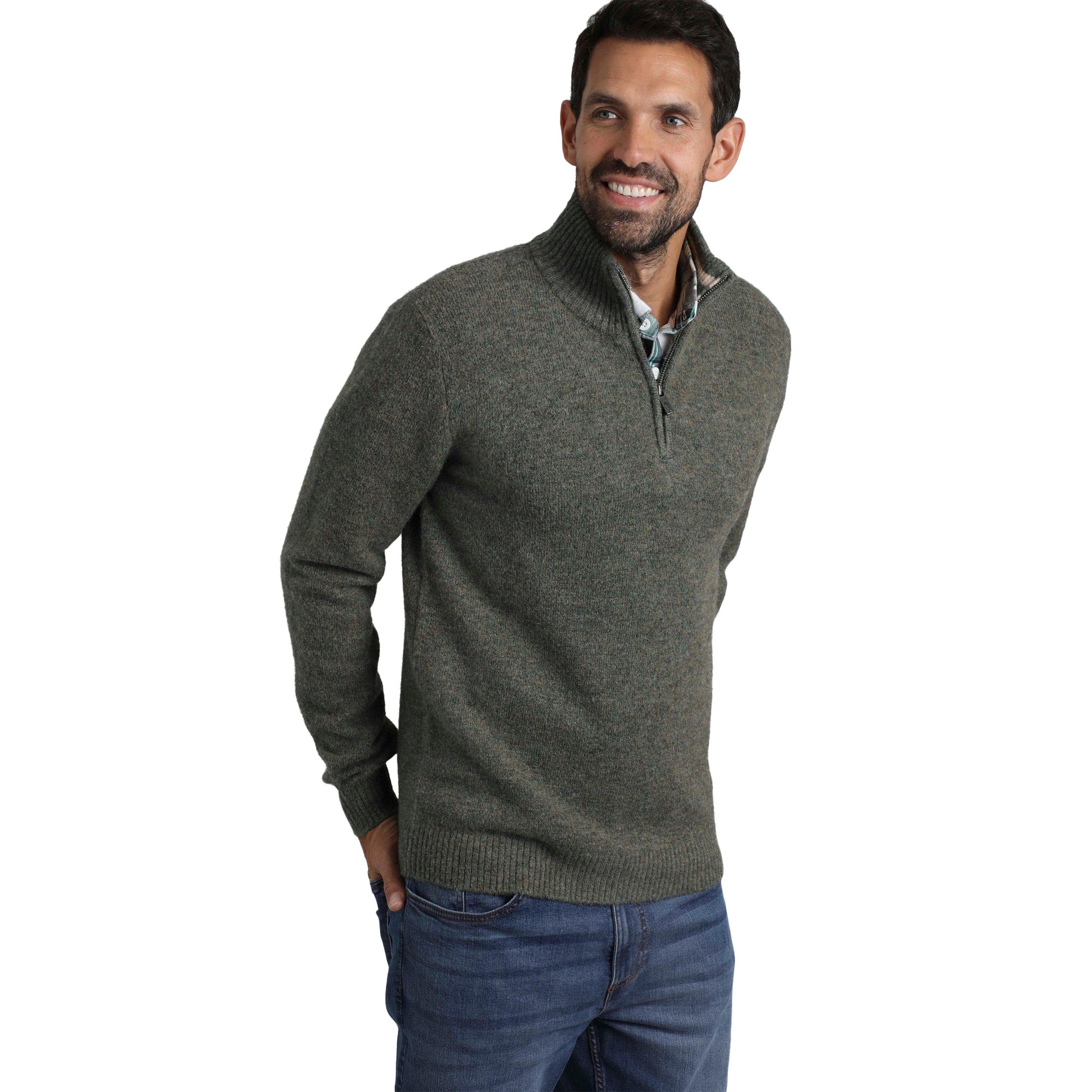 Pale Denim - Side - Weird Fish Mens Helmsdale Eco Quarter Zip Jumper