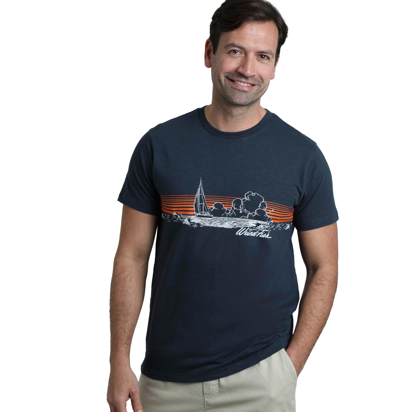 Navy - Side - Weird Fish Mens Nautical Sky Printed T-Shirt
