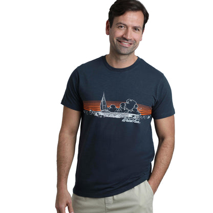 Navy - Side - Weird Fish Mens Nautical Sky Printed T-Shirt