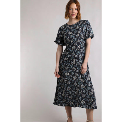 Black Iris - Back - Weird Fish Womens-Ladies Everly Floral Eco Liva Midi Dress