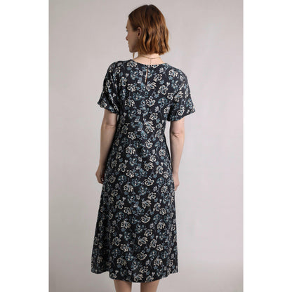 Black Iris - Side - Weird Fish Womens-Ladies Everly Floral Eco Liva Midi Dress