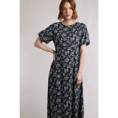 Black Iris - Lifestyle - Weird Fish Womens-Ladies Everly Floral Eco Liva Midi Dress