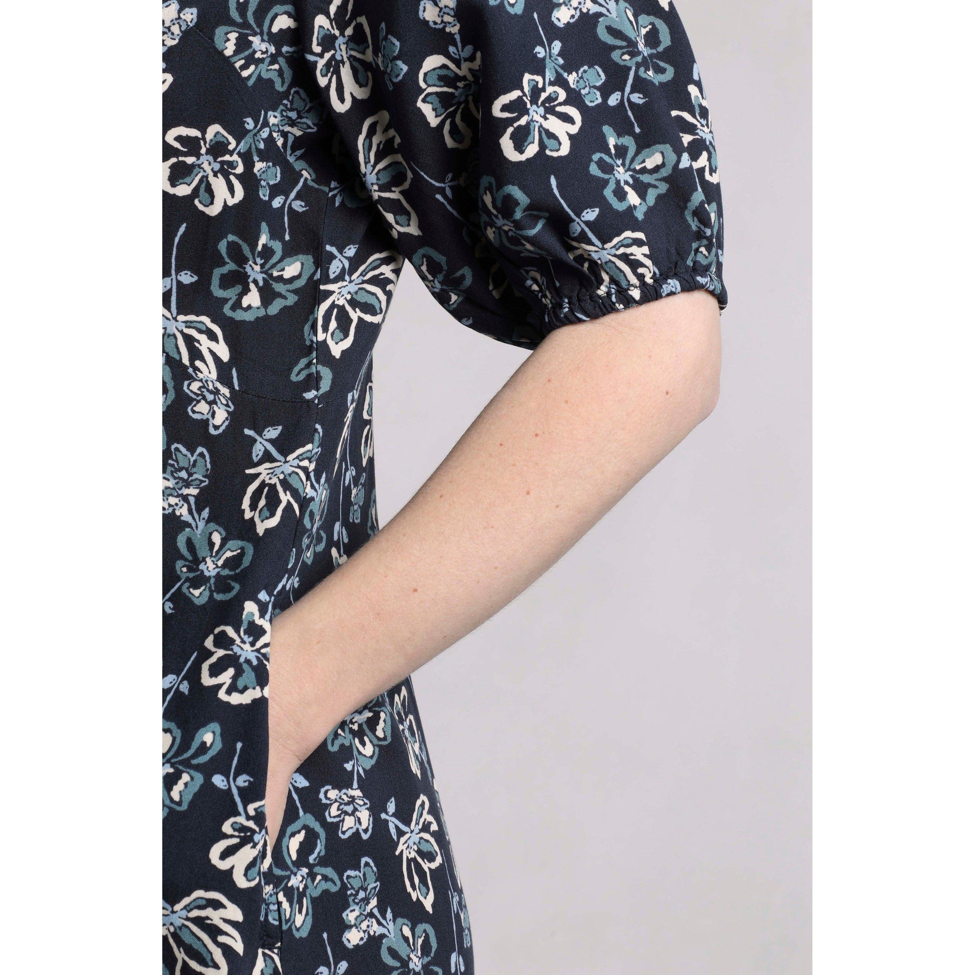 Black Iris - Pack Shot - Weird Fish Womens-Ladies Everly Floral Eco Liva Midi Dress