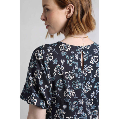 Black Iris - Close up - Weird Fish Womens-Ladies Everly Floral Eco Liva Midi Dress